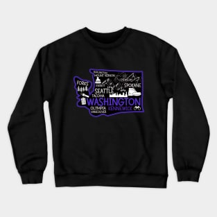 Washington Kennewick cute map Tacoma Forks Spokane Crewneck Sweatshirt